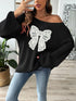 'Freya' Bow Long Sleeve Sweater - Celes Fashion